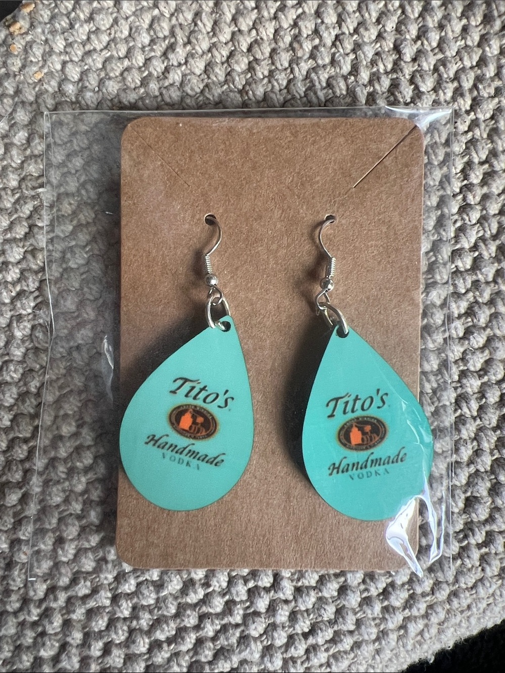 Teardrop Handmade Logo Earrings in Teal